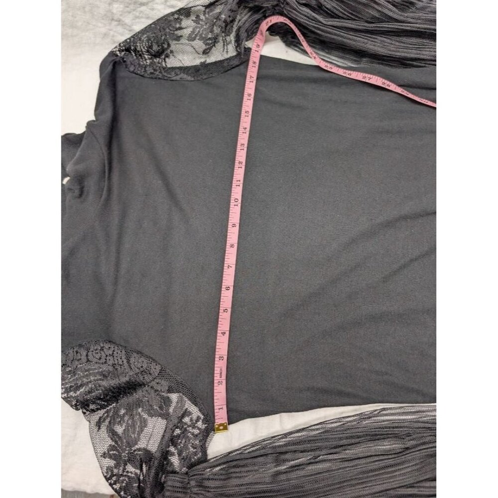 women's size large black mini dress long lace sleeves turtle neck winter goth I2 - Picture 8 of 9